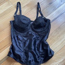 cacique Intimates bustier 18/20 LANe Bryant Lace Sparkle Satin Witchy Black