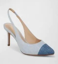 New Veronica Beard Liliana Denim Slingback Pumps Light Blue Blue 39/9