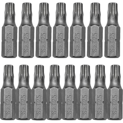 15 Pack T25 Screwdriver Bit Set 1/4 Inch Hex Shank 1'' S2 Steel T25 Torx Bits...