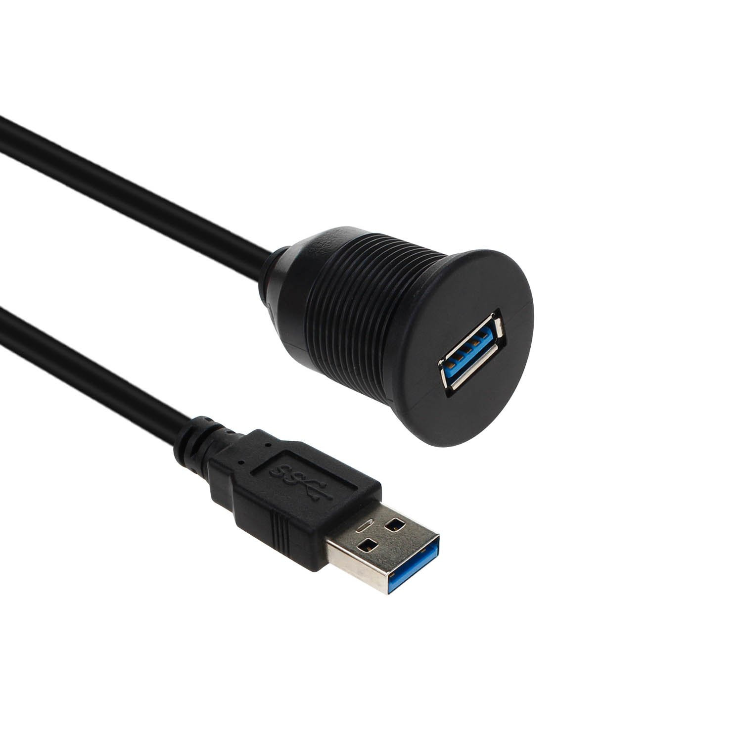 USB 3.0 Flush Mount Extension Cable – Single Port Panel Dash 1m-image