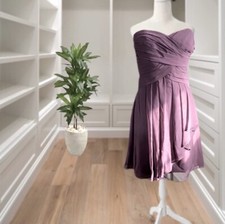 Y2K Davids Bridal Purple Strapless Sheer Layered Formal Dress Size 2