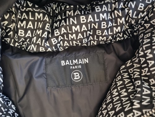 BALMAIN giubbotto piumino lungo oversize 12 anni 6R2Q80 nero stampa all over - Picture 7 of 10