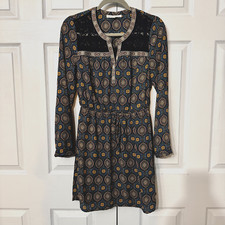Daniel Rainn Anthropologie Sm Dress Long Sleeve A Line Boho Mandala Wearable Art