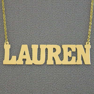 Massive 10K Gold 2 Zoll Namenskette Schmuck monogrammiert Block Buchstabe Schrift