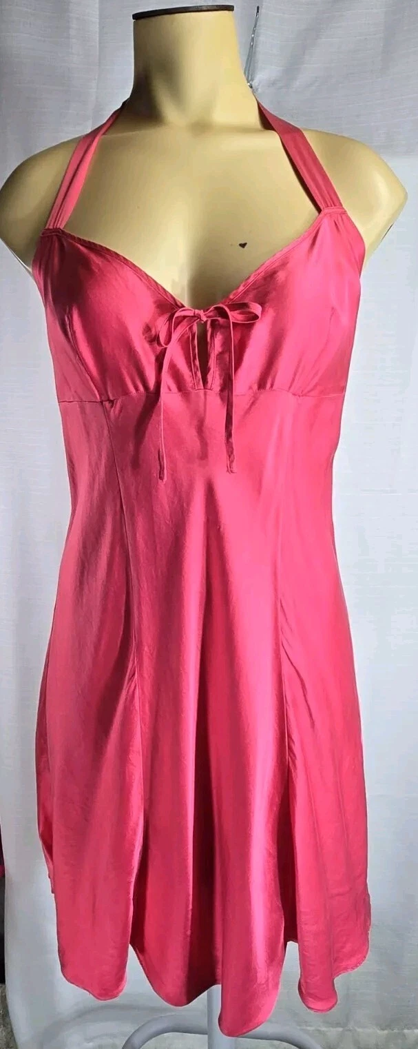 UNDERCOVER Abito slip anni 90 Victoria’s Secret seta corallo rosa con fiocco taglia M