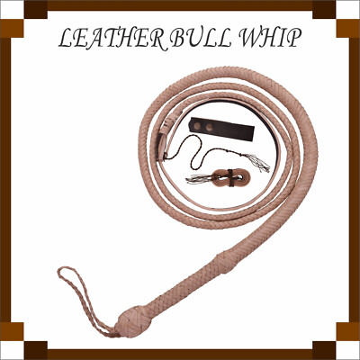 Bullwhip Cow Hide Leather Bull Whip 08 Feet Long 12 Plait Tan