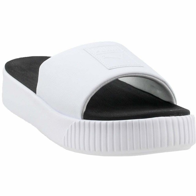 puma platform sandals white
