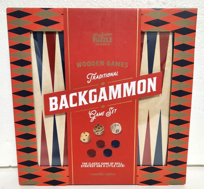 Professor Puzzle Wooden Classic Backgammon Game - Great Travel Size - New
