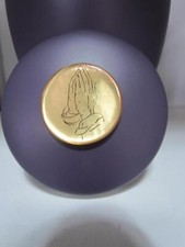 PRAYING HANDS Logo Aluminum Amethyst Purple Adult Urn for Ashes 200 CU.IN.