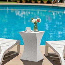 Sleek Outdoor Concrete Side Table Garden Stool Poolside Cocktail Table Seating