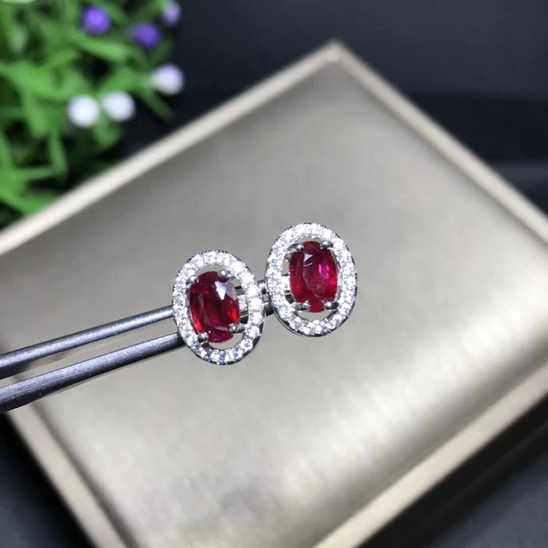 Silver cheap ruby earrings