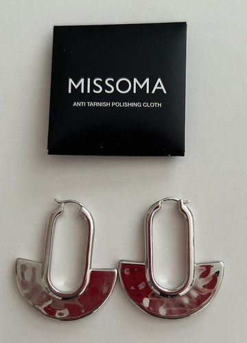 Missoma Zenyu Fan Medium Hoop Earrings, Silver w/pouch and box