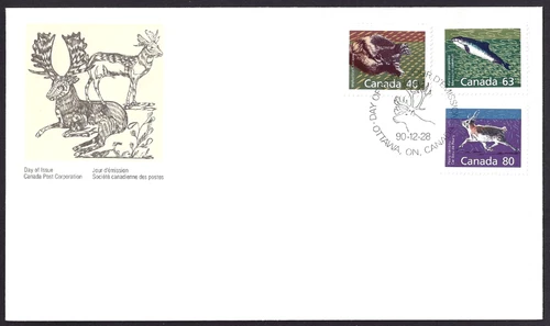 🍁Canada  #1172a/1176/1180  "INTERNATIONAL RATES"  Nice New 1990 First Day Cover