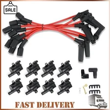 8pcs Ignition Coil UF262+Spark Plug Wires For Chevy Silverado GMC 4.8L 5.3L 6.0L