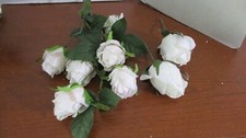 Set of 3 WHITE ROSE STEMS  BUSH Silk FLowers NWOT