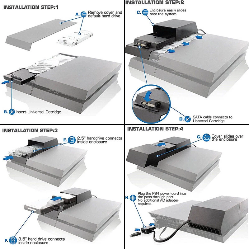 For Playstation4 PS4 2.5in 3.5in 2TB Capacity Data Bank Hard Drive External Box - Image 3 of 4