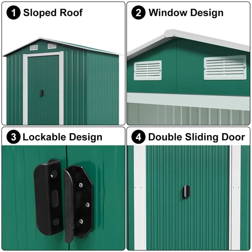 Metal Garden Shed 6 X 4, 8 X 4, 8 X 6, 10 X 8 Garden Storage WITH FREE BASE New - Picture 21 of 58