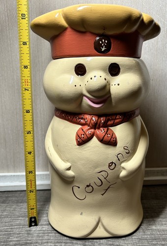 Vintage 1978 Ocean State Mold Doughboy Hand Painted Ceramic Coupon/Money Bank - Picture 11 of 12