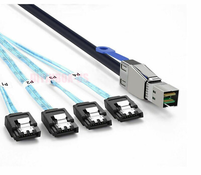 Mini External SAS HD SFF-8644 to 4 X SATA Breakout Splitter Cable 12/gb 1 Meter