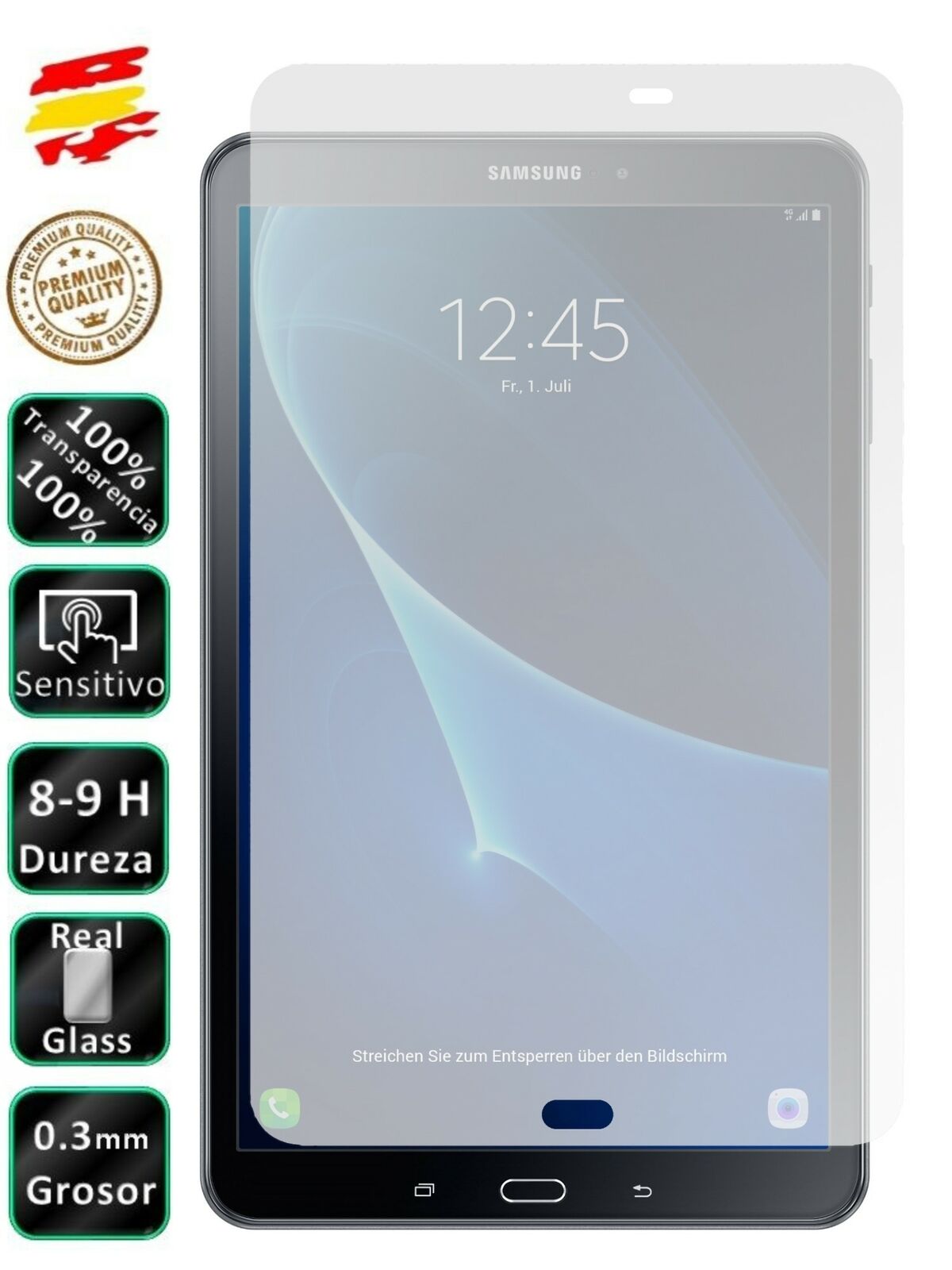 Protector Galaxy Tab A6 2016 10.1 T580 Cristal Templado de Pantalla Tablet