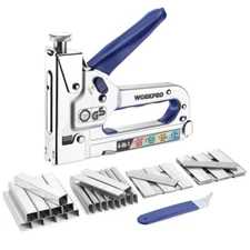 WORKPRO Staple Gun 4-in-1 Manual Brad Nailer Upholstery Stapler Nail Gun Staples
