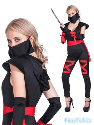 Z-O3-2 Black Red Sexy Ninja Kungfu Assassin Japanese Warrior