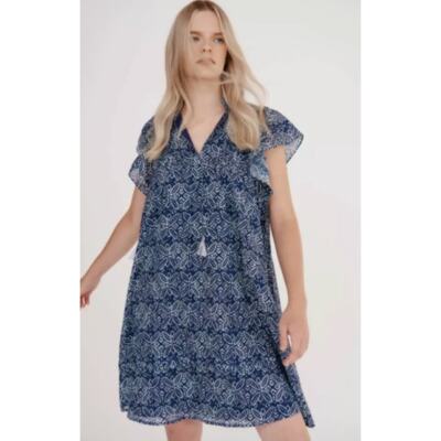 Melissa Nepton Sara Boho Circle Dress Flutter Sleeve Ruffle NeckSize Large