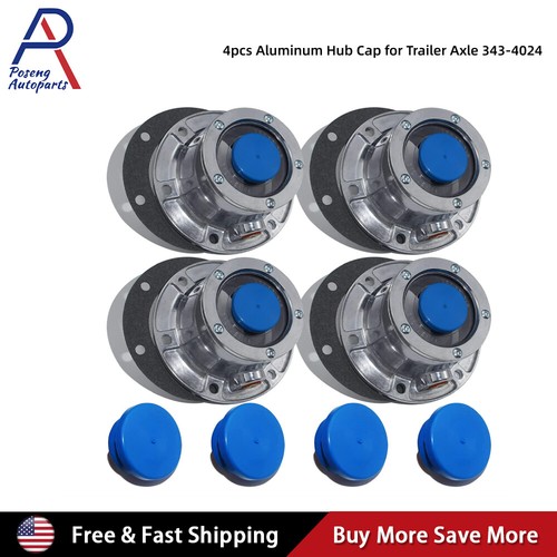 4pcs 343-4024 Aluminum Hub Cap for Trailer Axle 3434024 6 Holes Hub Caps & Plugs - Picture 1 of 8