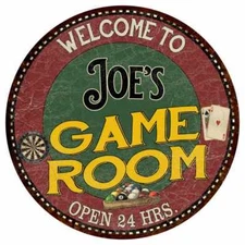 Joe's Game Room Round Metal Sign Bar Kitchen Red Wall Décor 100140032015