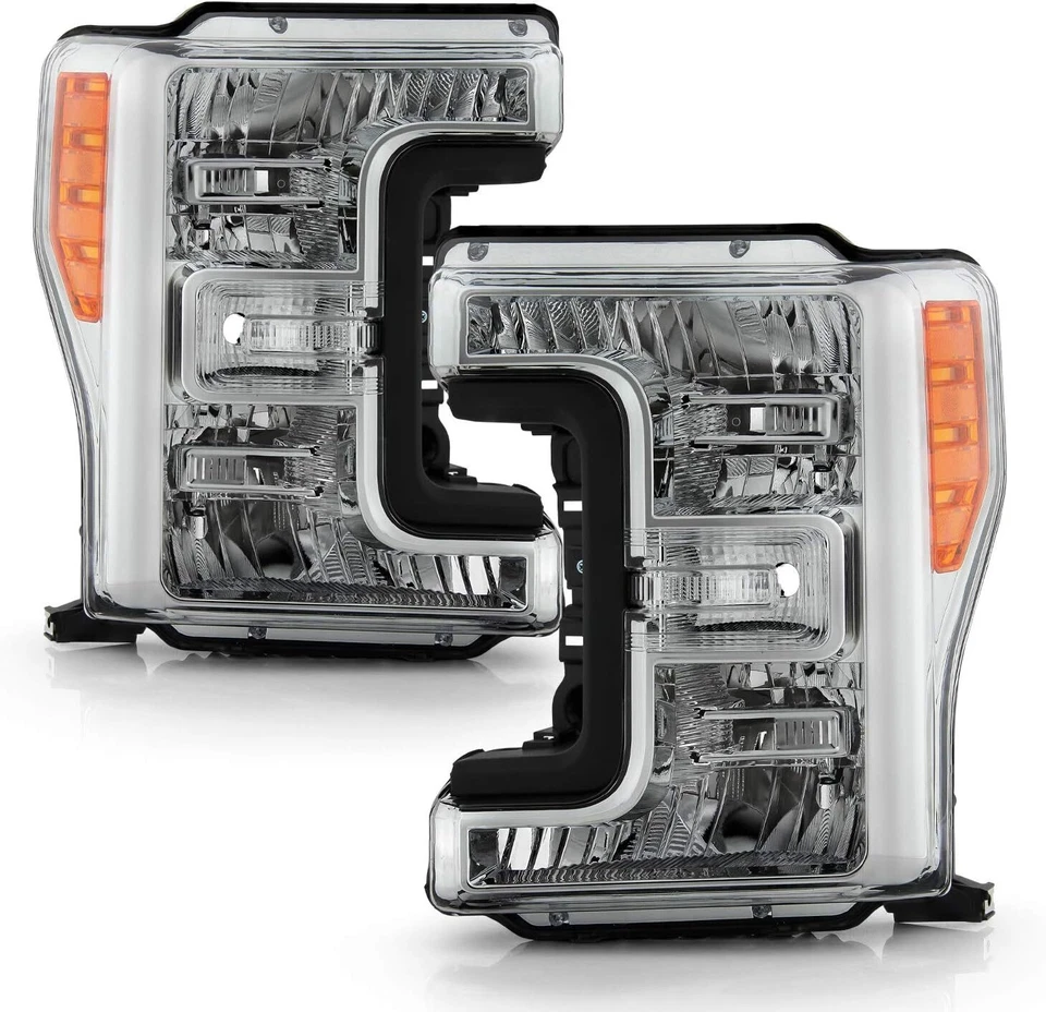 Par de faros cromados para Ford F250/F350/F450/F550 Super Duty 2017 2018 2019 Foto 3 de 4