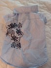 DOG BUTTON UP COLLARED SHIRT WHITE & BLUE STRIPED  EMBLEM ON BACK SIZE MEDIUM EU — photo 1