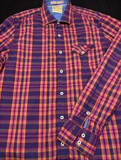 Tommy Bahama Mens Button Front Long Sleeve Multi Plaid Shirt Medium M