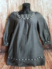 Marc Jacobs  3/4-sleeve wool Shift  Dress top shirt black white pockets -a8