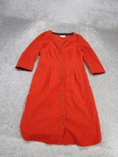 Maeve Shirt Dress Womens 0 Red Cotton Ribbed Long Sleeve Button Front