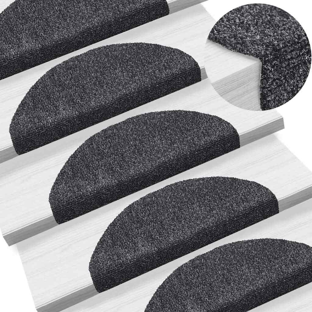 vidaXL Self-adhesive Stair Mats 10 pcs Dark Grey 65x21x4 cm Needle Punch