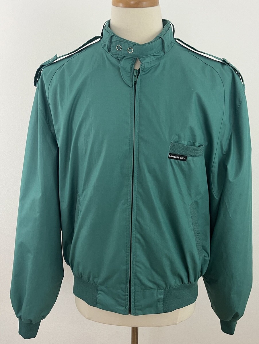 Vintage Members Only Men's 46 Jacket Coat Green Bomber Cafe Biker