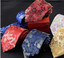 Chinese Asian Brocade Dragon Necktie for Men Groom Bestmen