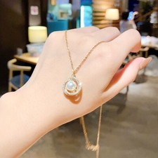 18K Gold Plated Pearl Pendant Necklace for Women, Elegant Pearl Necklace,Gifts