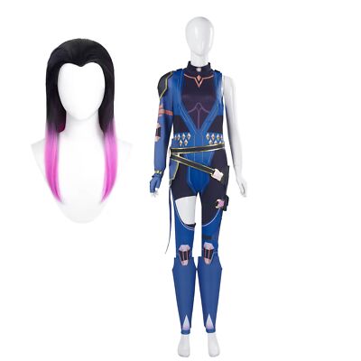 Reyna Valorant Cosplay Costume Jumpsuit Wig Reyna Jumpsuit