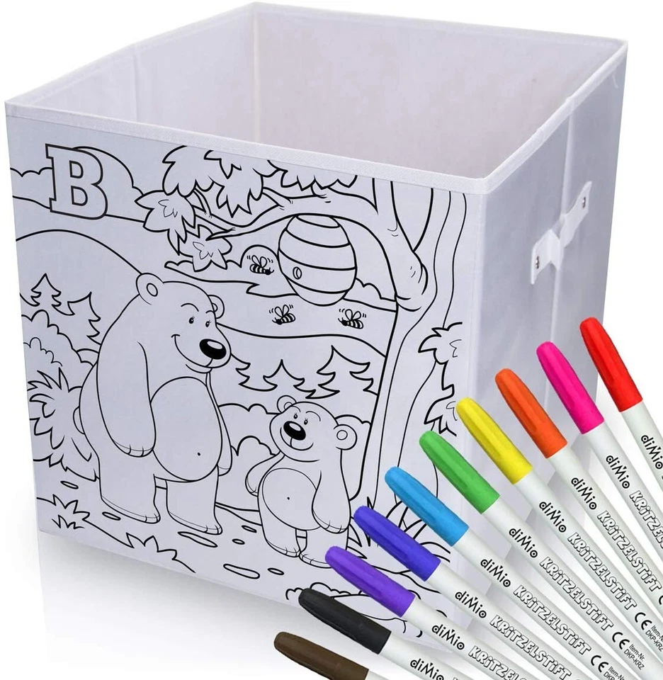 Faltbox Ausmalbox Spielbox Geburtstag Party Malen Einhorn Dino IKEA Box Regal - Bild 2 von 4