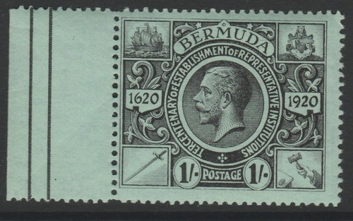 Bermuda sg73 MINT margin selvedge 1921 GV 1 Tercentenary 2nd issue
