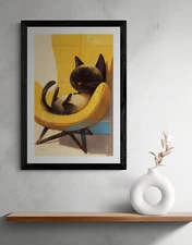Mid Century Modern Siamese Cat Art Print cp2