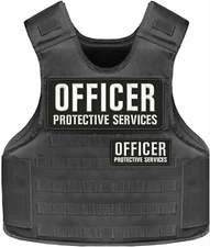 OFFICER P S  EMBROIDERY PATCH 4x10  AND 2x5  HOOK ON BACK BLACK/GRAY