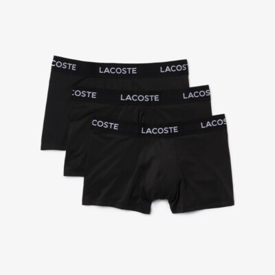 Lacoste 3er Pack Unterhosen Motion Microfiber Mikrofaser Trunks Boxers Schwarz