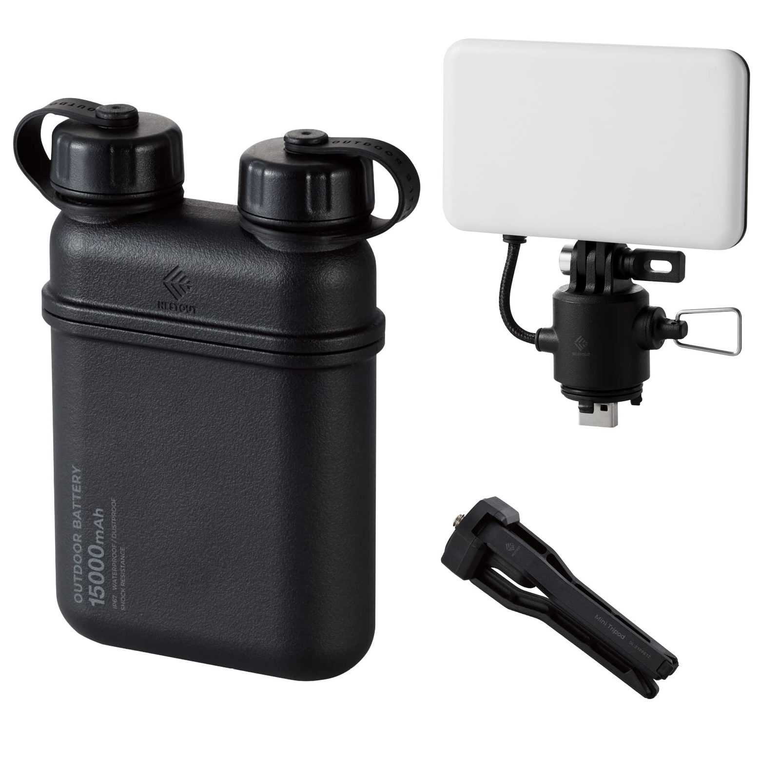 ELECOM NESTOUT 15000mAh Portable Charger with Built-in Lamp for Outdoor Use