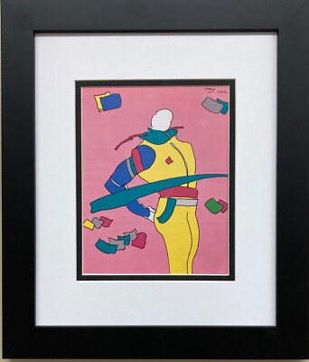 Peter Max ''Modern Dega Man 1989'' New FRAMED Art POP Psychedelic