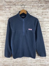Vineyard Vines Blue Men's Small Fleece 1/4 Zip Pullover Sweater Logo