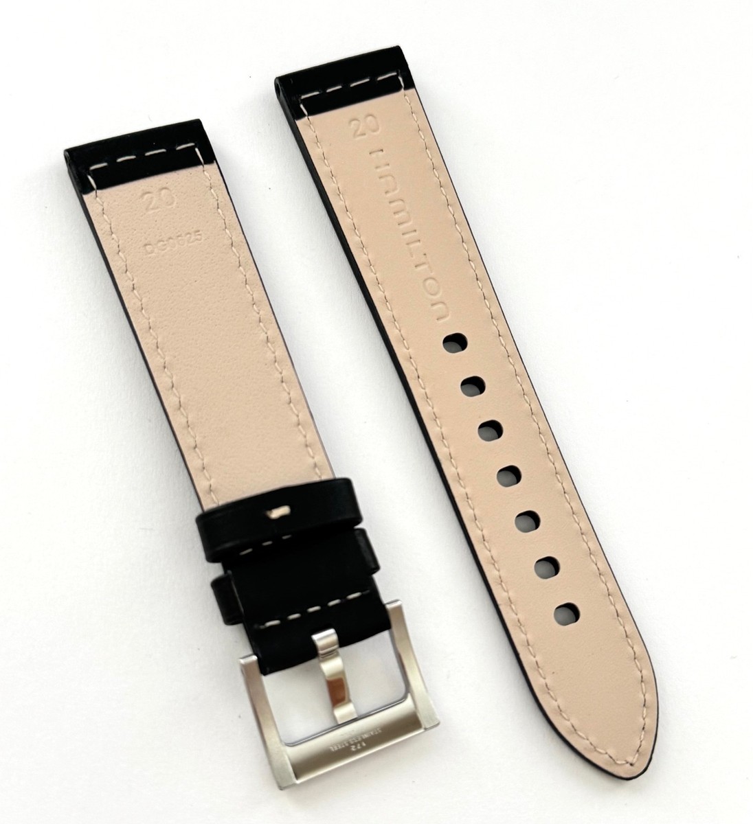 Original Hamilton Khaki 20mm Black Leather Watch Band Strap