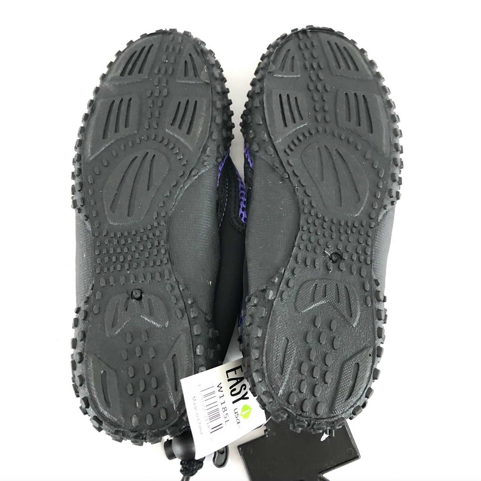 Easy USA Womens Water Shoes Slip On Mesh Drawstring Purple Black Size 6