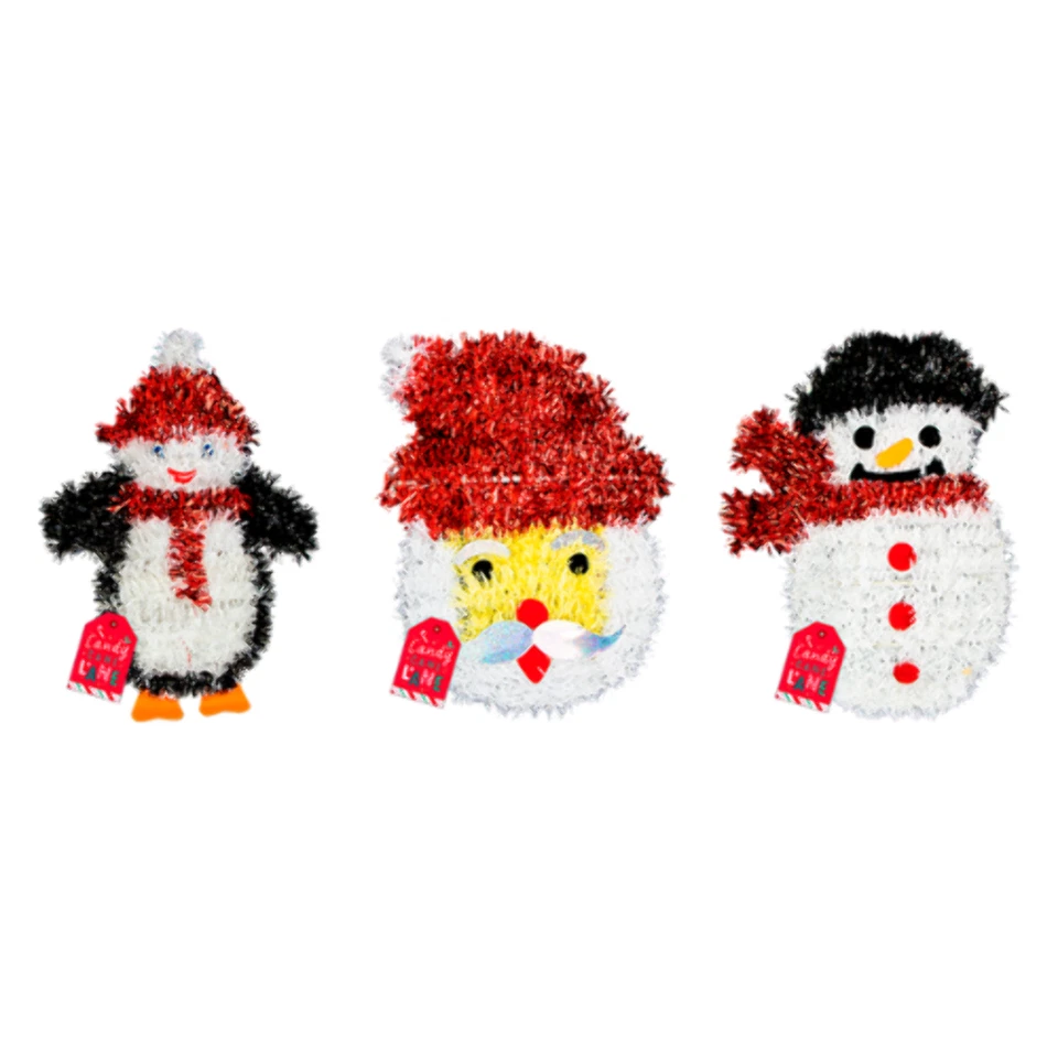 FABFINDS Christmas Tinsel Wall Plaque Assorted Festive Design 33cm